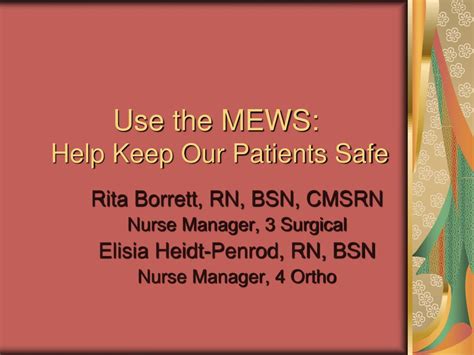 PPT Use the MEWS Help Keep Our Patients Safe PowerPoint Presentation