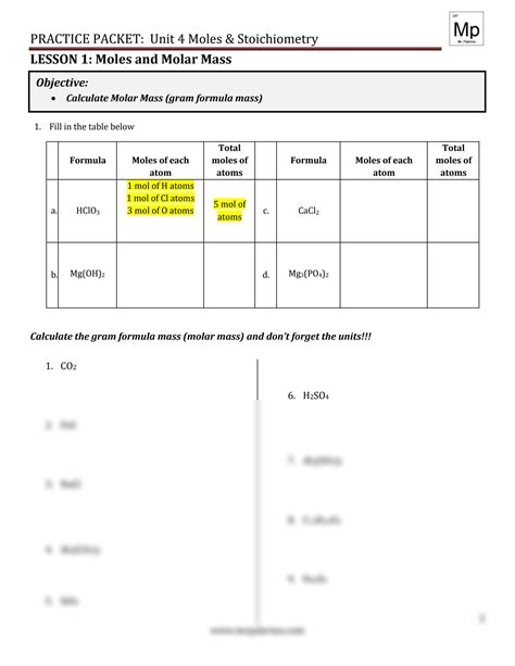 Practice Packet Unit 7: Moles & Stoichiometry - wintechmobiles.com