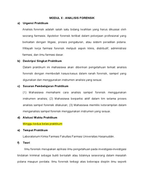 Praktikum Analisis Forensik Farmasi | PDF | Sains - wintechmobiles.com