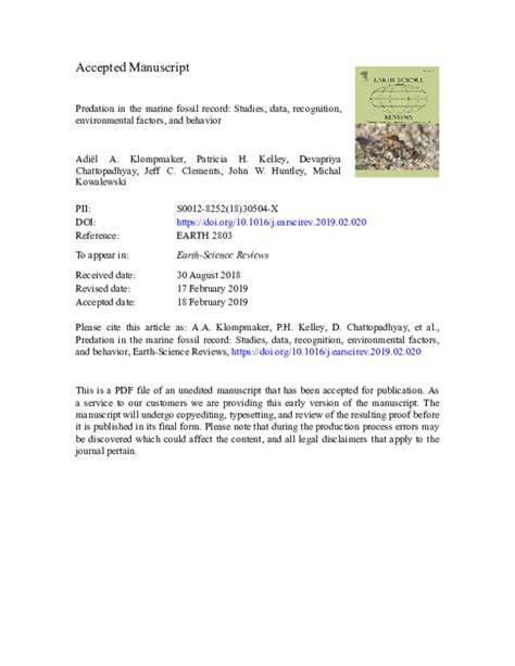 Predation in the marine fossil record: Studies, data, recognition ... - raincitystudios.com