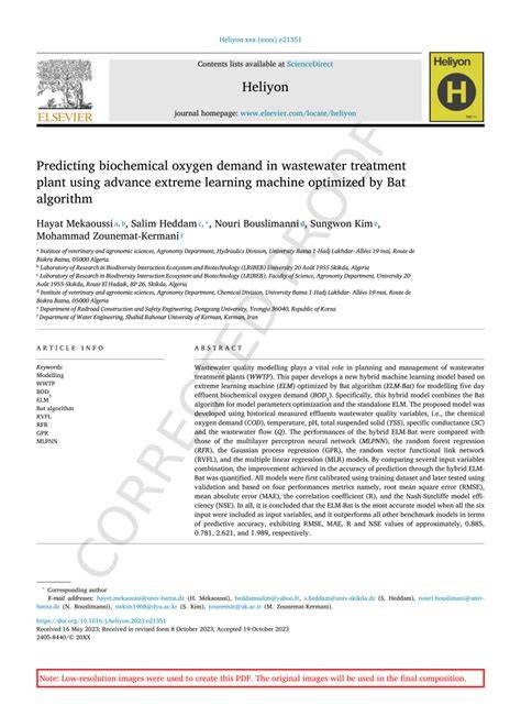 Predicting biochemical oxygen demand in wastewater treatment plant ... - raincitystudios.com