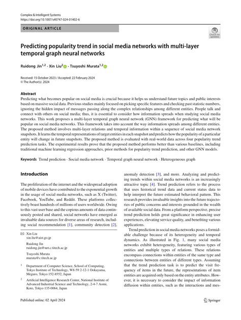 Predicting popularity trend in social media networks with ... - Springer - coolestguyplanet.net