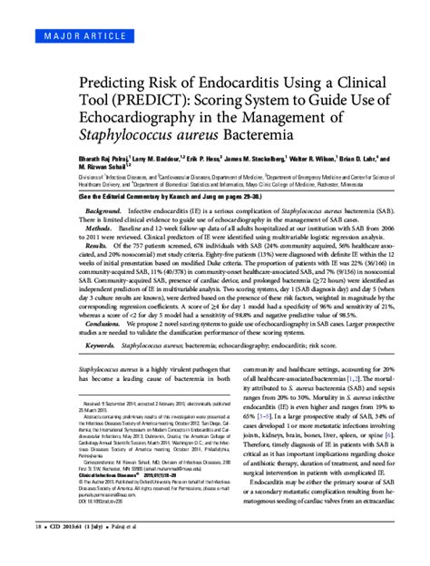 Predicting Risk of Endocarditis Using a Clinical Tool (PREDICT ... - coolestguyplanet.net