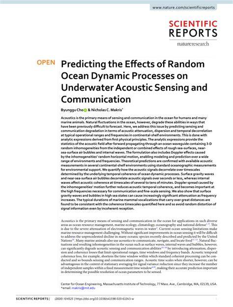 Predicting the Effects of Random Ocean Dynamic Processes on Underwater ... - raincitystudios.com