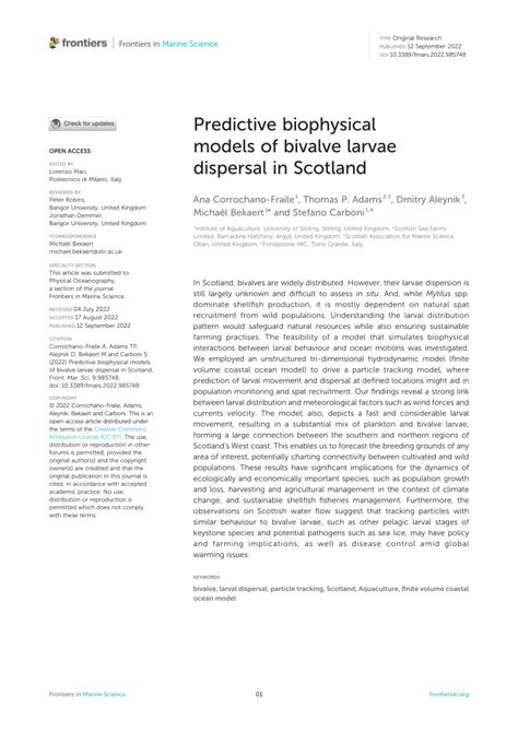 Predictive biophysical models of bivalve larvae … - raincitystudios.com