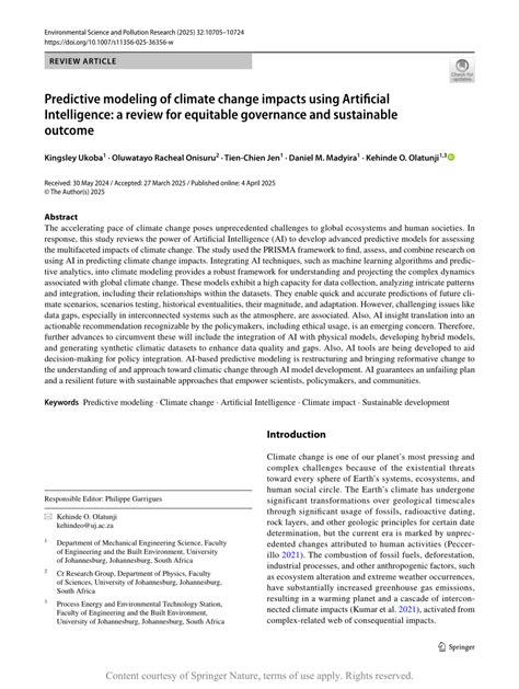 Predictive modeling of climate change impacts using Artificial ... - coolestguyplanet.net