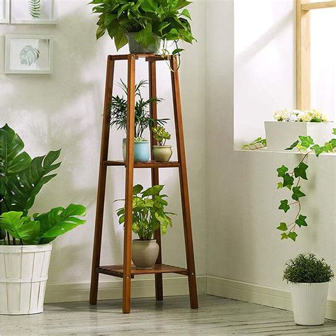 PREMIUM NATURAL BAMBOO WOOD PLANT STAND / 3 TIER …