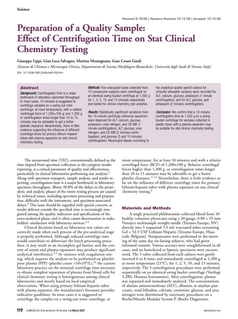 Preparation of a Quality Sample: Effect of Centrifugation Time on Stat ... - wintechmobiles.com