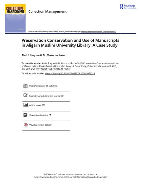 Preservation Conservation and Use of Manuscripts in Aligarh Muslim ... - muktibox.com