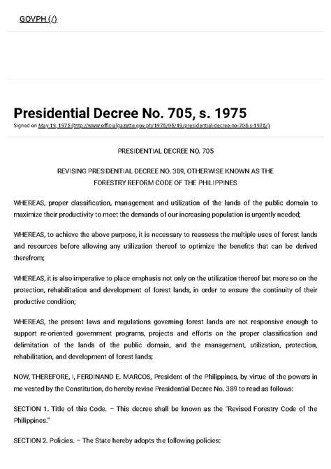 Presidential Decree No. 705, s. 1975 - Food and Agriculture … - raincitystudios.com