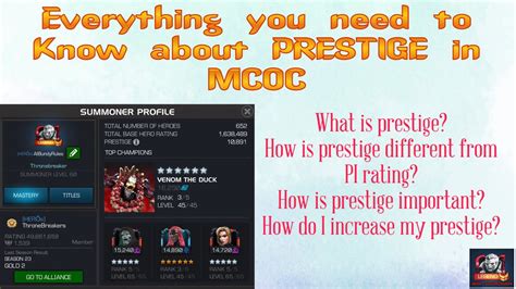 PRESTIGE! Everything you need to know about prestige in MCOC.