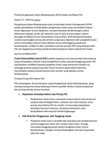 Prinsip SFM dalam Sertifikasi FSC | PDF - Scribd - raincitystudios.com