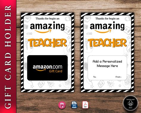 PRINTABLE Amazon Gift Card Holder Teacher Appreciation