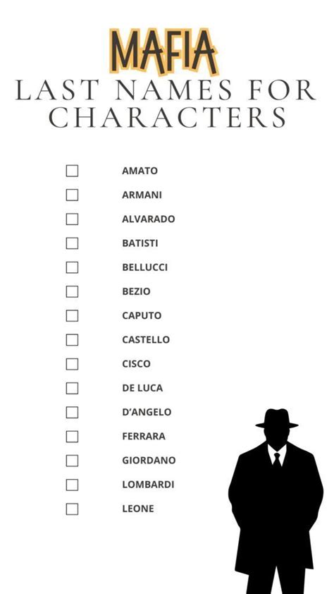 Printable List of Last Names For Mafia Characters | Last names for ... - muktibox.com