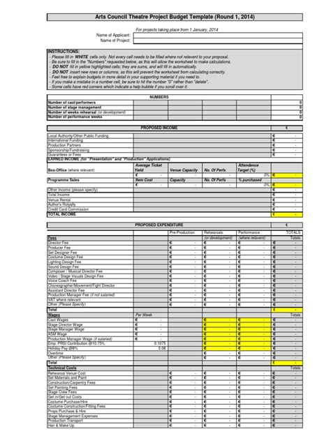 Printable Theater Production Budget Template - muktibox.com