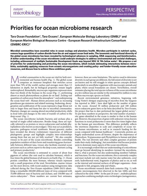 Priorities for ocean microbiome research - Nature Microbiology - raincitystudios.com