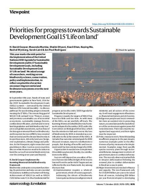 Priorities for progress towards Sustainable Development Goal ... - Nature - raincitystudios.com