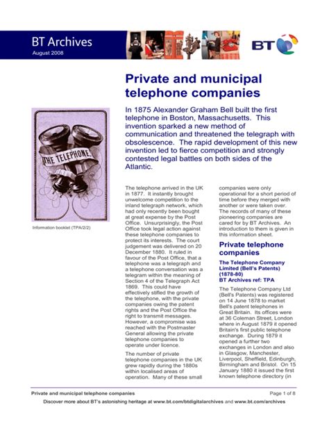 Private and municipal telephone companies - BT - wintechmobiles.com