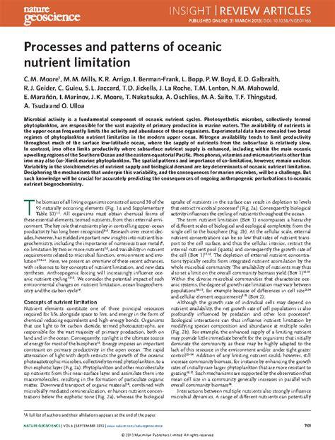 Processes and patterns of oceanic nutrient limitation - Nature - raincitystudios.com