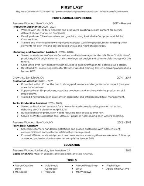 Production Assistant Resume Examples and Template - Indeed - muktibox.com