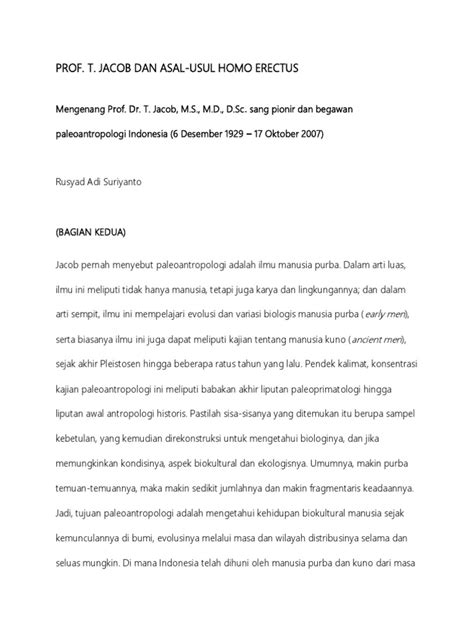 Prof. T. Jacob dan Asal-Usul Homo Erectus – Laboratorium ... - wintechmobiles.com