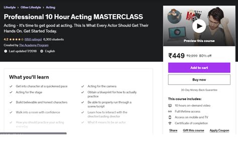 Professional 10 Hour Acting MASTERCLASS - Coursesity - muktibox.com