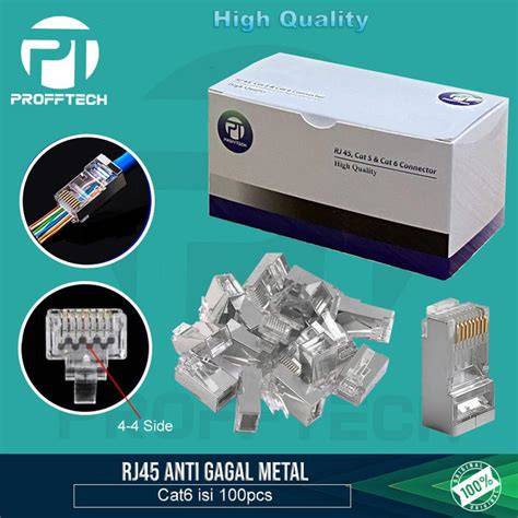 PROFFTECH Connector RJ45 Cat6 Anti Gagal Metal Original - raincitystudios.com