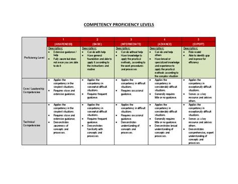 Proficiency Levels for Leadership Competencies - muktibox.com