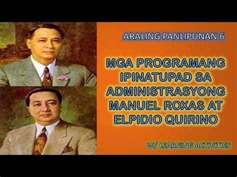 PROGRAMANG IPINATUPAD NI ROXAS AT QUIRINO