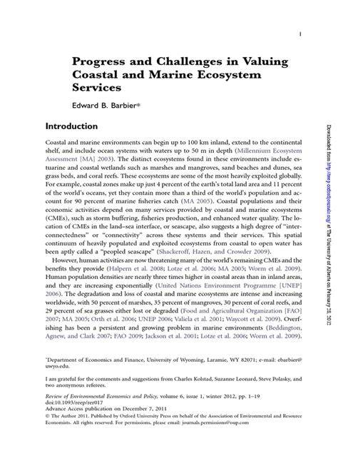 Progress and Challenges in Valuing Coastal and Marine Ecosystem ... - raincitystudios.com