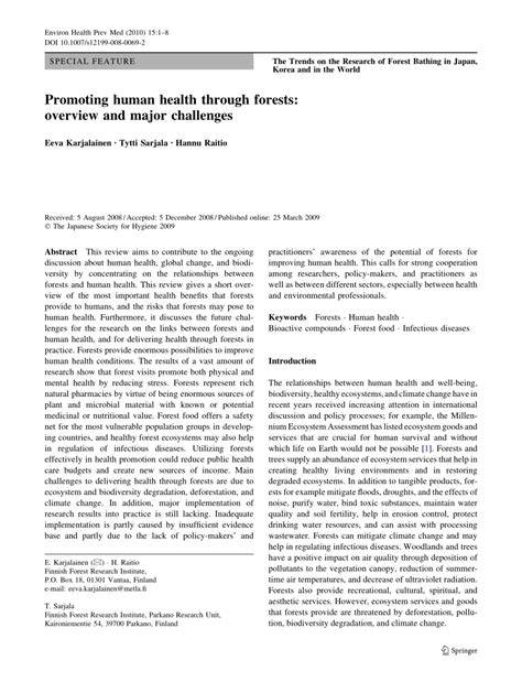 Promoting human health through forests: overview and major challenges - raincitystudios.com