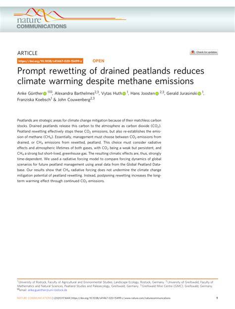 Prompt rewetting of drained peatlands reduces climate warming ... - Nature - raincitystudios.com