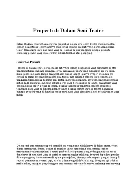 Properti dan Kostum dalam Teater - muktibox.com
