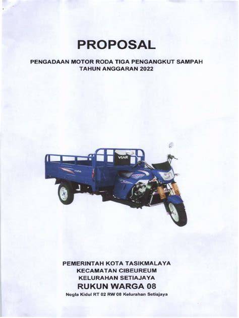 Proposal Pengadaan Motor Sampah Roda 3 | PDF - raincitystudios.com