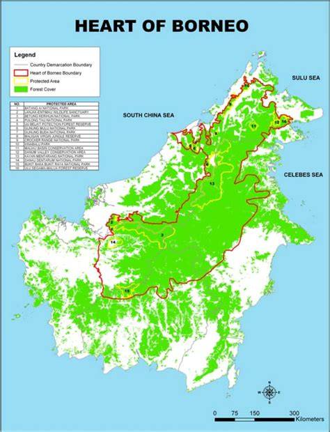 Proposed boundaries of the Heart of Borneo. - raincitystudios.com