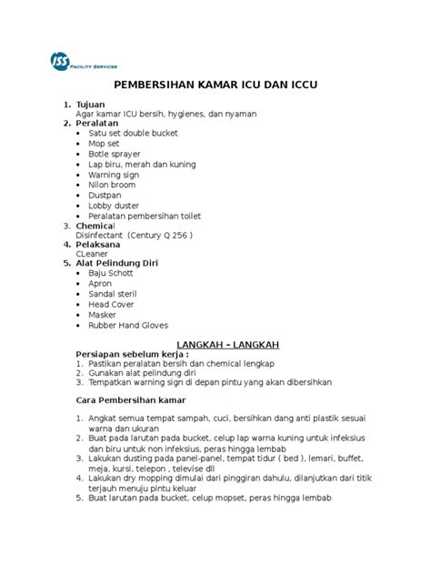 Prosedur Pembersihan Kamar ICU | PDF - Scribd - raincitystudios.com