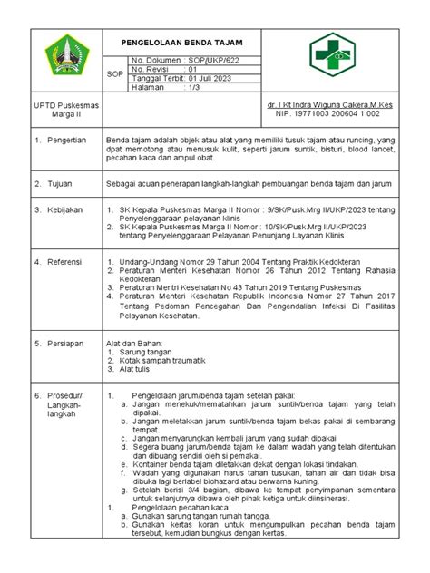 Prosedur Pembuangan Benda Tajam Medis | PDF - raincitystudios.com