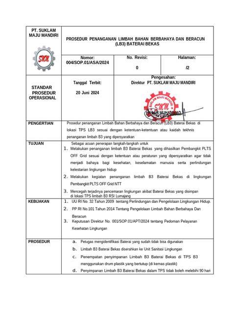 Prosedur Penanganan Limbah Baterai Bekas | PDF - Scribd - raincitystudios.com