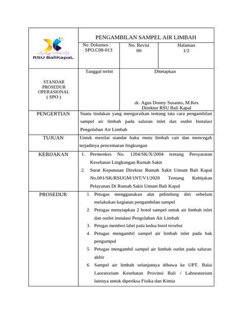 Prosedur Pengambilan Sampel Air Limbah | PDF - Scribd - raincitystudios.com