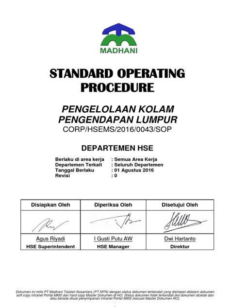 Prosedur Pengelolaan Kolam Lumpur | PDF - Scribd - raincitystudios.com