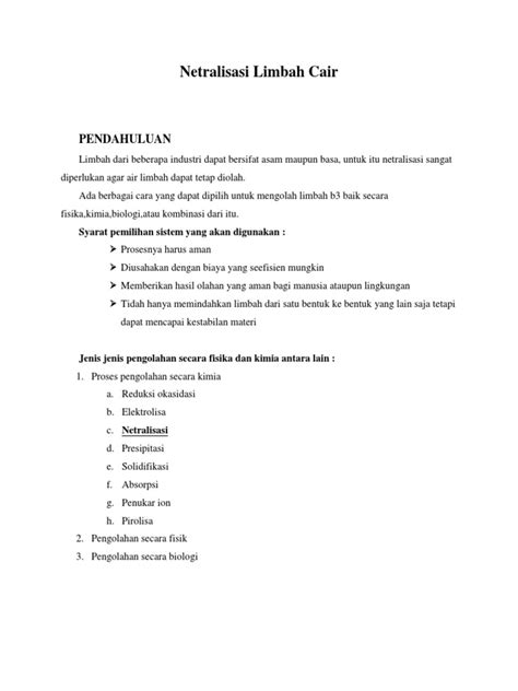 Proses Netralisasi Limbah Cair | PDF - Scribd - wintechmobiles.com