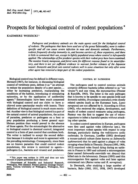Prospects for biological control of rodent populations - muktibox.com