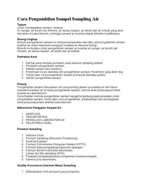Protokol Pengambilan Sampel Air | PDF - Scribd - raincitystudios.com