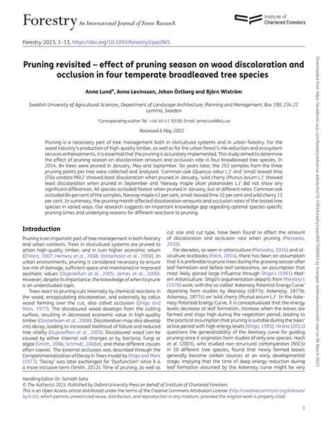 Pruning revisited – effect of pruning season on wood discoloration and ... - raincitystudios.com