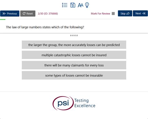 PSI Practice Test Overview