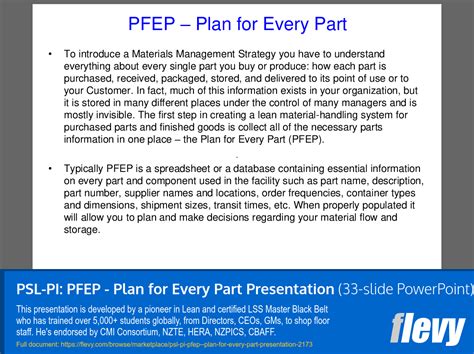 PSLPI PFEP Plan for Every Part Presentation (PowerPoint) Slideshow View