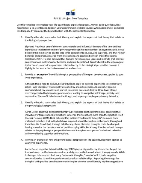PSY 211 Project Two PSY 211 Project Two Template Use this template to