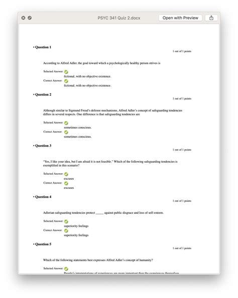 PSYC 341 Quiz 2 - PSYC341 Quiz 2(Attempt Score 47 out of 50 …