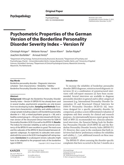 Psychometric Properties of the German Version of the Borderline ... - wintechmobiles.com