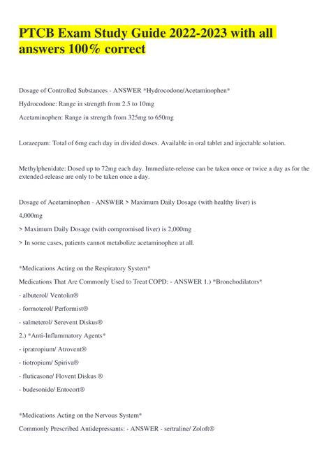 PTCB Exam Study Guide 20222023 with all answers 100 correct